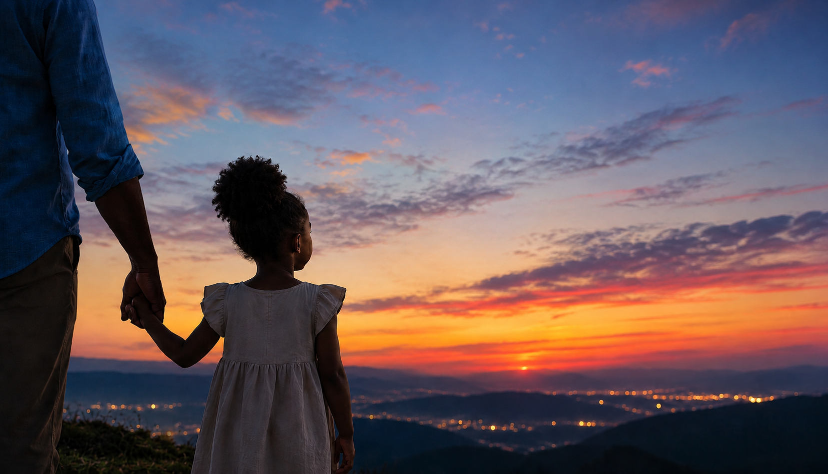 Petite fille avec son père